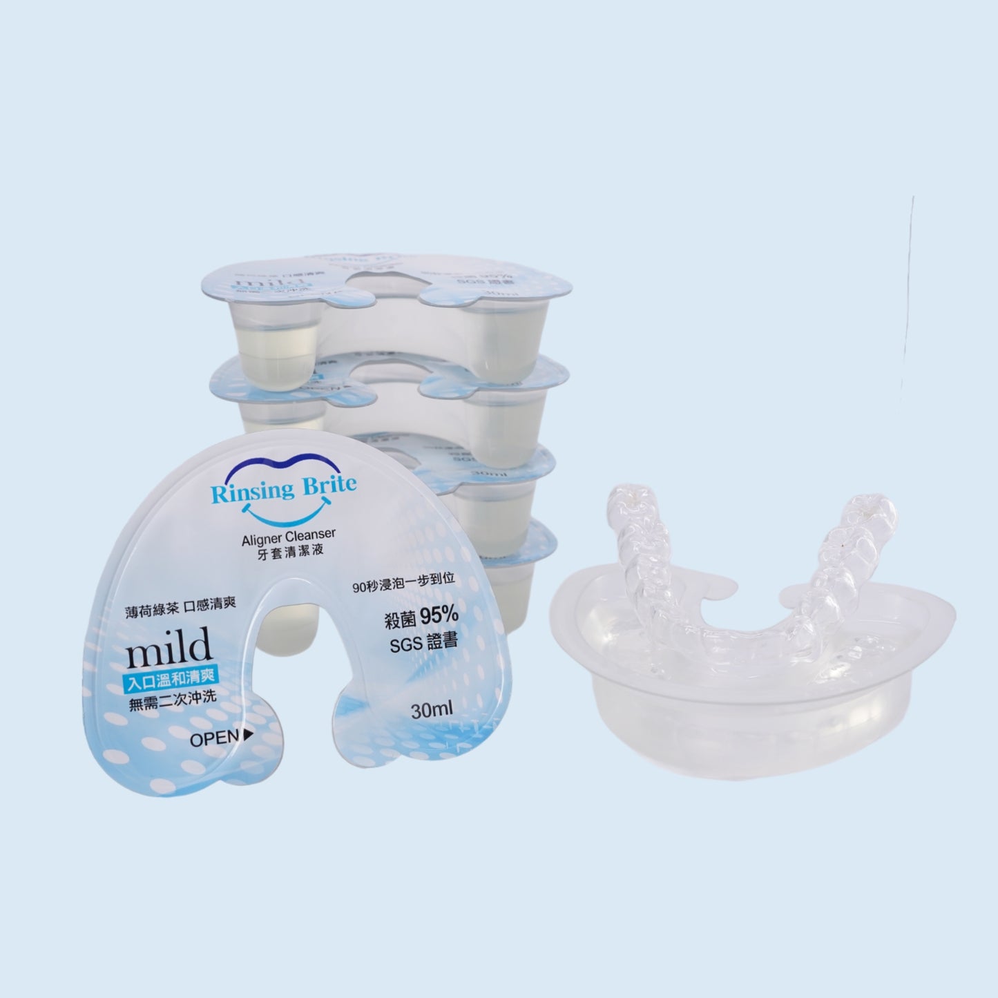 ☘️ Rinsing Brite 薄荷綠茶牙套清潔液 - 一盒十件 1 Pack (10pcs)