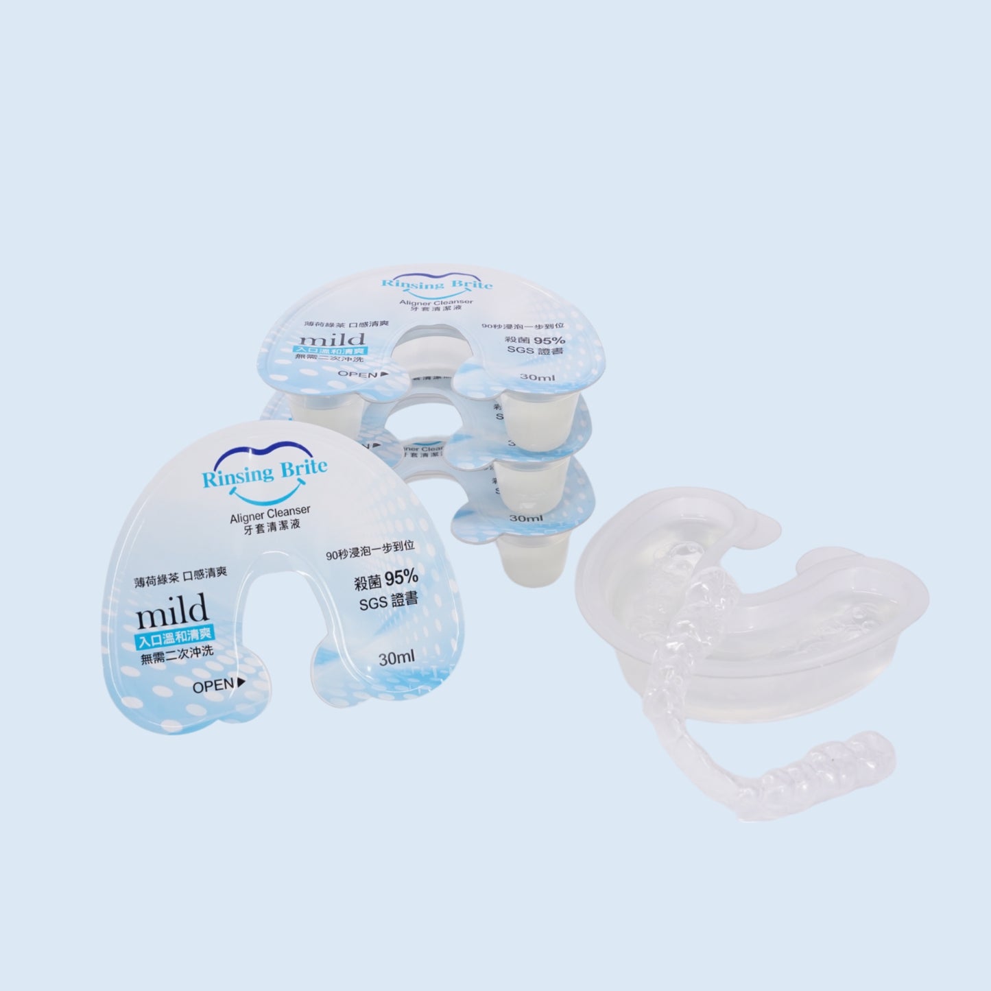 ☘️ Rinsing Brite 薄荷綠茶牙套清潔液 - 一盒十件 1 Pack (10pcs)
